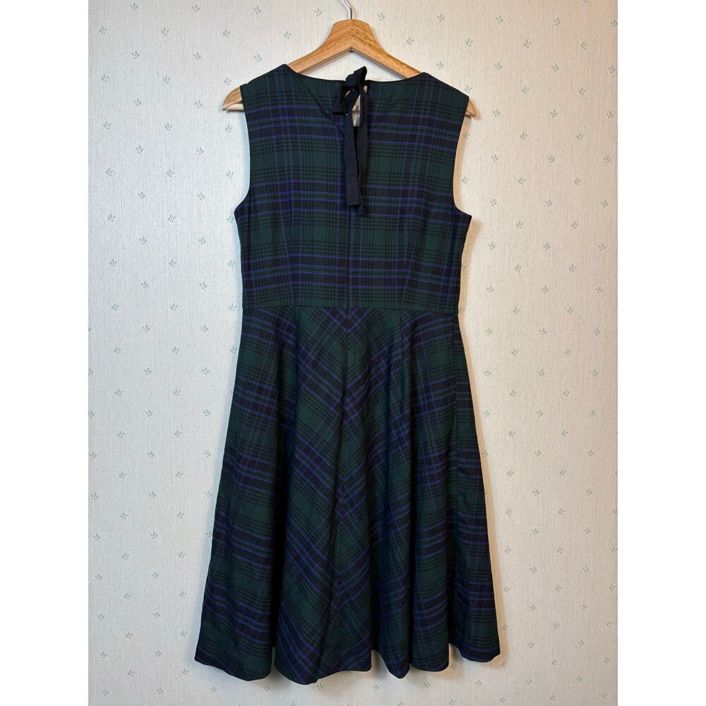 Talbots Sleeveless Fit and Flare Plaid Tartan Dress Size 8 Wool Blend Preppy - Picture 5 of 8